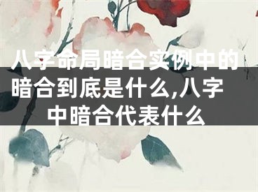 八字命局暗合实例中的暗合到底是什么,八字中暗合代表什么
