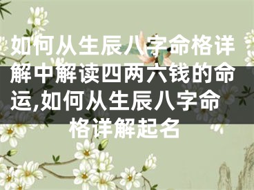 如何从生辰八字命格详解中解读四两六钱的命运,如何从生辰八字命格详解起名