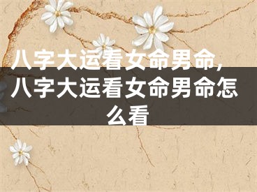 八字大运看女命男命,八字大运看女命男命怎么看