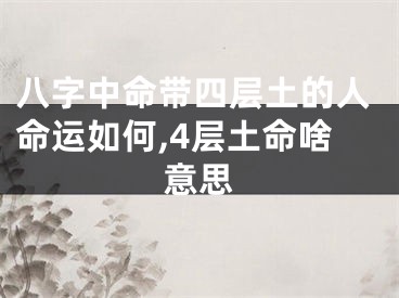八字中命带四层土的人命运如何,4层土命啥意思