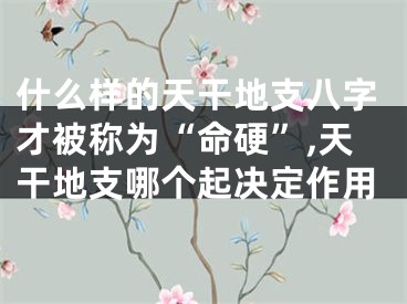 什么样的天干地支八字才被称为“命硬”,天干地支哪个起决定作用
