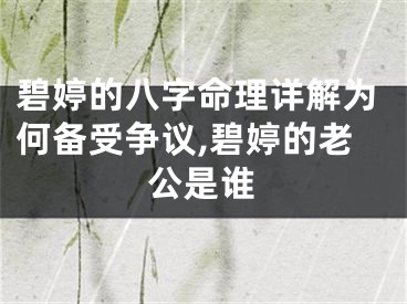 碧婷的八字命理详解为何备受争议,碧婷的老公是谁