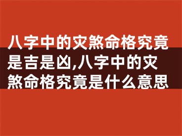 八字中的灾煞命格究竟是吉是凶,八字中的灾煞命格究竟是什么意思