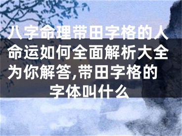 八字命理带田字格的人命运如何全面解析大全为你解答,带田字格的字体叫什么