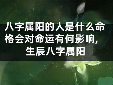 八字属阳的人是什么命格会对命运有何影响,生辰八字属阳