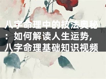 八字命理中的技法奥秘：如何解读人生运势,八字命理基础知识视频