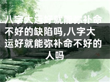 八字大运好就能弥补命不好的缺陷吗,八字大运好就能弥补命不好的人吗