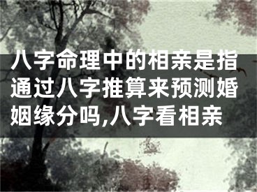 八字命理中的相亲是指通过八字推算来预测婚姻缘分吗,八字看相亲