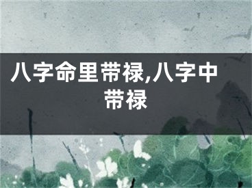 八字命里带禄,八字中带禄