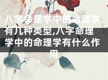 八字命理学中的命理学有几种类型,八字命理学中的命理学有什么作用