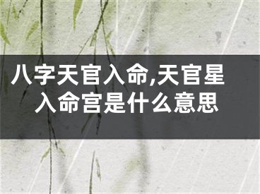 八字天官入命,天官星入命宫是什么意思