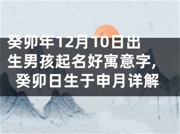 癸卯年12月10日出生男孩起名好寓意字,癸卯日生于申月详解