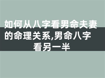 如何从八字看男命夫妻的命理关系,男命八字看另一半