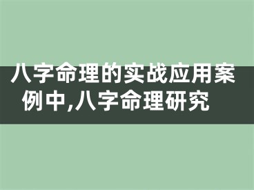 八字命理的实战应用案例中,八字命理研究
