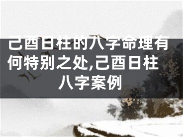 己酉日柱的八字命理有何特别之处,己酉日柱八字案例