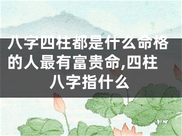 八字四柱都是什么命格的人最有富贵命,四柱八字指什么