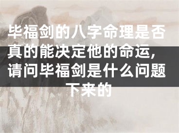 毕福剑的八字命理是否真的能决定他的命运,请问毕福剑是什么问题下来的