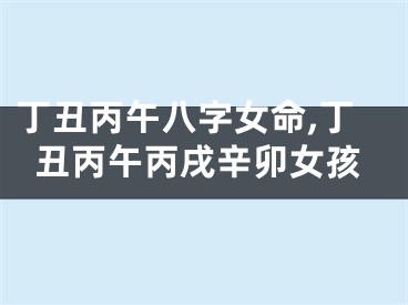 丁丑丙午八字女命,丁丑丙午丙戌辛卯女孩