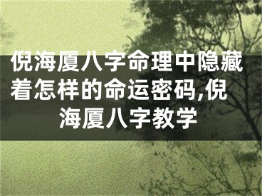 倪海厦八字命理中隐藏着怎样的命运密码,倪海厦八字教学