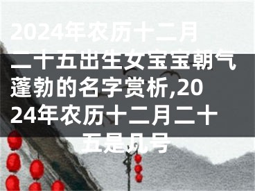 2024年农历十二月二十五出生女宝宝朝气蓬勃的名字赏析,2024年农历十二月二十五是几号