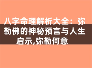 八字命理解析大全：弥勒佛的神秘预言与人生启示,弥勒何意