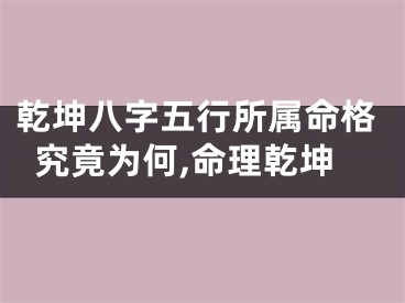 乾坤八字五行所属命格究竟为何,命理乾坤