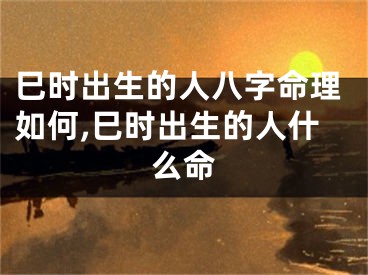 巳时出生的人八字命理如何,巳时出生的人什么命