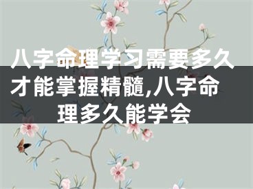 八字命理学习需要多久才能掌握精髓,八字命理多久能学会