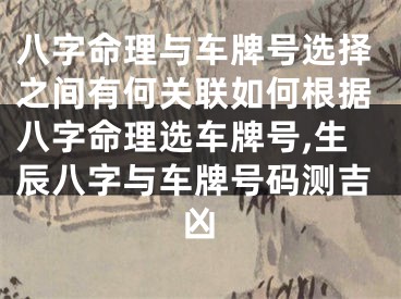 八字命理与车牌号选择之间有何关联如何根据八字命理选车牌号,生辰八字与车牌号码测吉凶