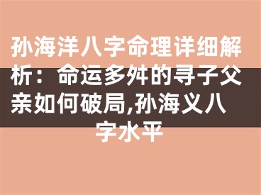 孙海洋八字命理详细解析：命运多舛的寻子父亲如何破局,孙海义八字水平