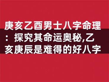 庚亥乙酉男士八字命理：探究其命运奥秘,乙亥庚辰是难得的好八字
