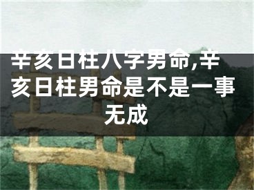 辛亥日柱八字男命,辛亥日柱男命是不是一事无成
