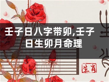 壬子日八字带卯,壬子日生卯月命理