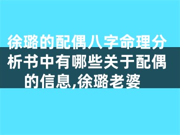 徐璐的配偶八字命理分析书中有哪些关于配偶的信息,徐璐老婆