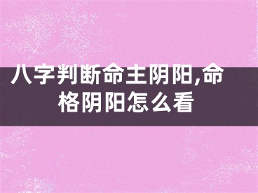 八字判断命主阴阳,命格阴阳怎么看