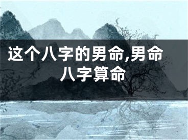 这个八字的男命,男命八字算命