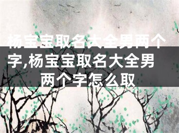 杨宝宝取名大全男两个字,杨宝宝取名大全男两个字怎么取