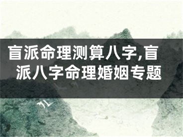 盲派命理测算八字,盲派八字命理婚姻专题