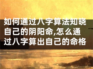 如何通过八字算法知晓自己的阴阳命,怎么通过八字算出自己的命格