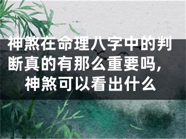 神煞在命理八字中的判断真的有那么重要吗,神煞可以看出什么