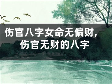 伤官八字女命无偏财,伤官无财的八字