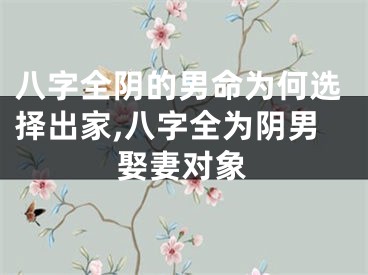 八字全阴的男命为何选择出家,八字全为阴男娶妻对象