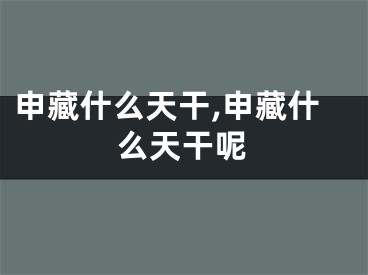 申藏什么天干,申藏什么天干呢