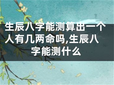 生辰八字能测算出一个人有几两命吗,生辰八字能测什么