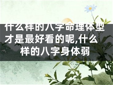 什么样的八字命理体型才是最好看的呢,什么样的八字身体弱