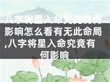 八字将星入命究竟有何影响怎么看有无此命局,八字将星入命究竟有何影响