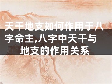 天干地支如何作用于八字命主,八字中天干与地支的作用关系