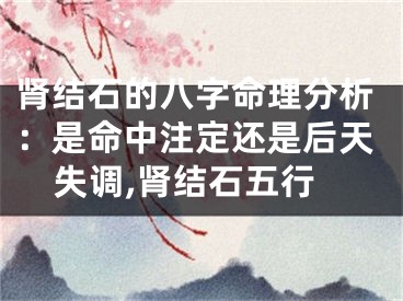 肾结石的八字命理分析：是命中注定还是后天失调,肾结石五行
