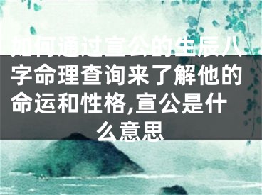 如何通过宣公的生辰八字命理查询来了解他的命运和性格,宣公是什么意思