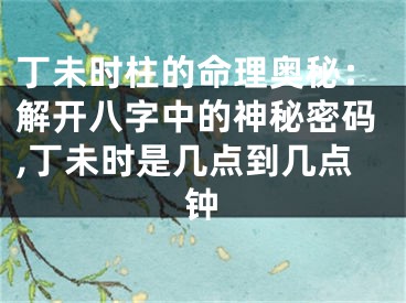 丁未时柱的命理奥秘：解开八字中的神秘密码,丁未时是几点到几点钟